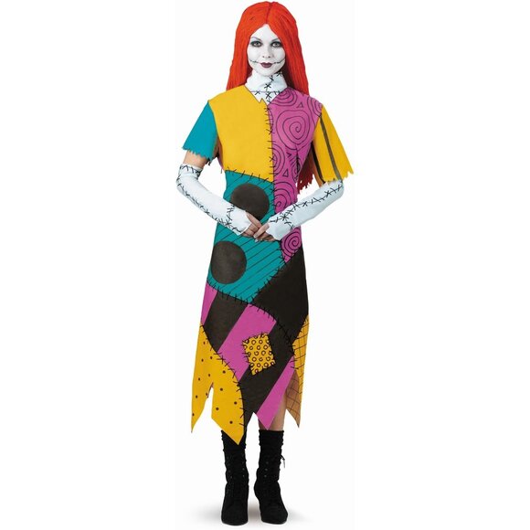 The Nightmare Before Christmas Sally Costume Juniors 7-9 Dress Wig Glovettes - Picture 2 of 9